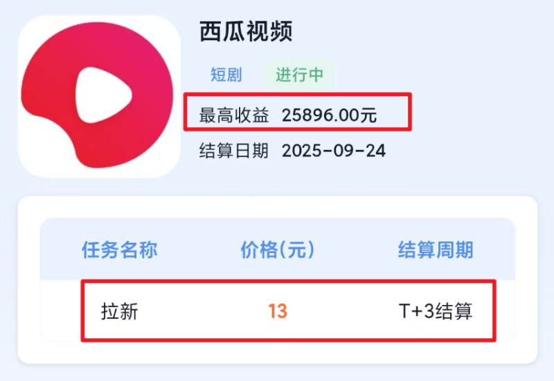 西瓜视频拉新又能做了，蓝海赛道，13元/单，用这个方法法收益20000+-壹器呵成
